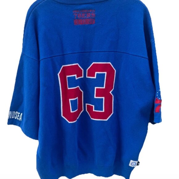 WIND AND SEA NBA Knit Crew Sweater Top 2024 Philadelphia 76ers Basketball Sz M/L - Picture 3 of 4